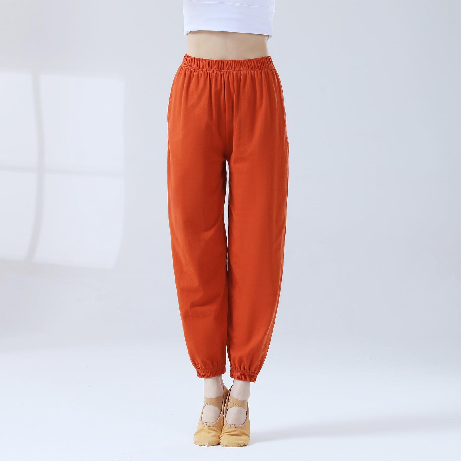 

Женские повседневные прямые брюки, однотонные повседневные длинные брюки, спортивные брюки с девятью точками XL шафрановый