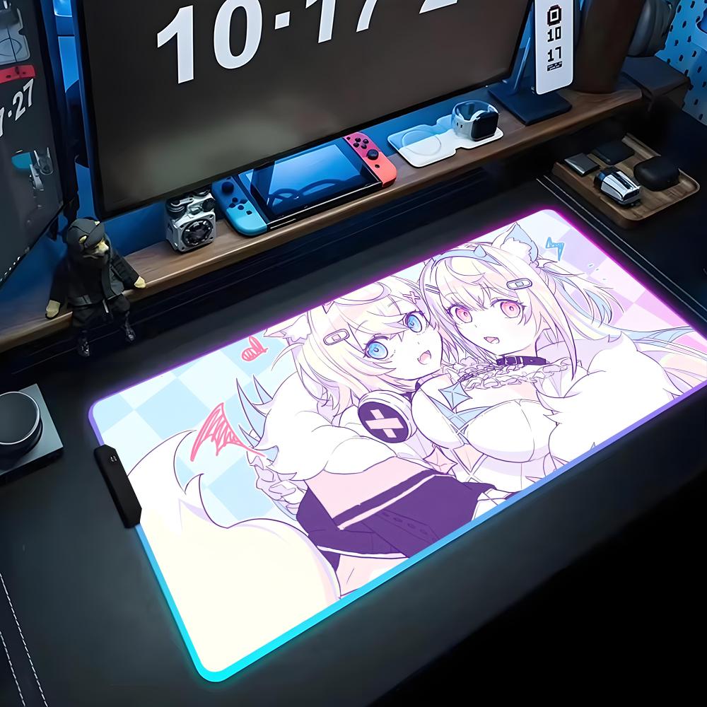 fuwamoco Mouse Pad RGB Gaming Mousepad Big LED Pad PC Desk Mat Luminous Mouse Pad Large Keyboard Mats Table Rug With Backlit