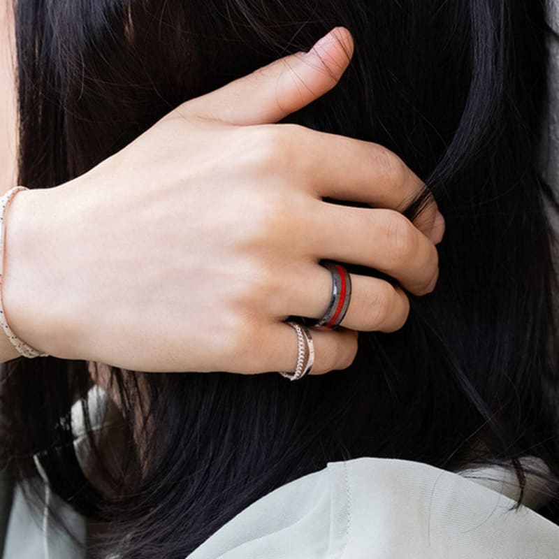 BE/GINS Black Red Ceramic Ring