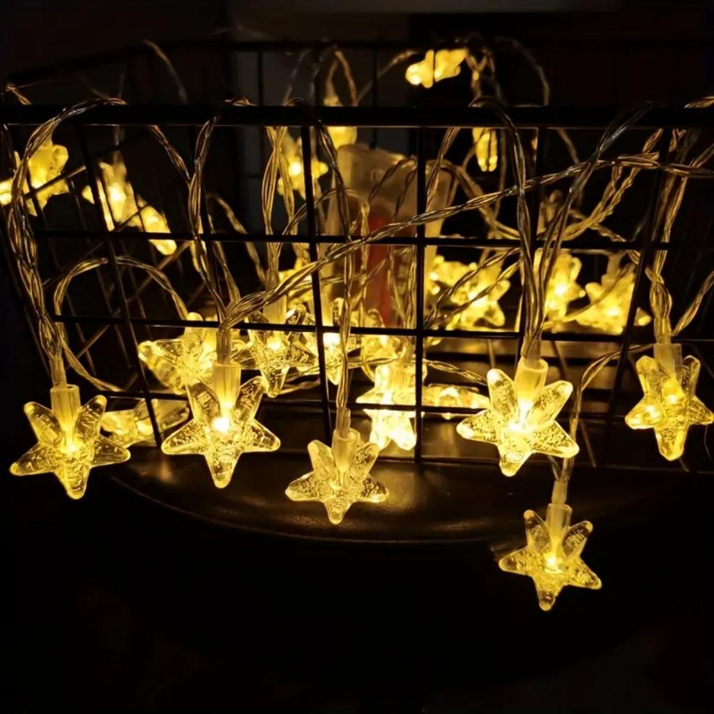 Eid Mubarak LED String Lights Ramadan Bubble Star Hanging Decorative Lamp Battery Powered for Home Garden Party Decor