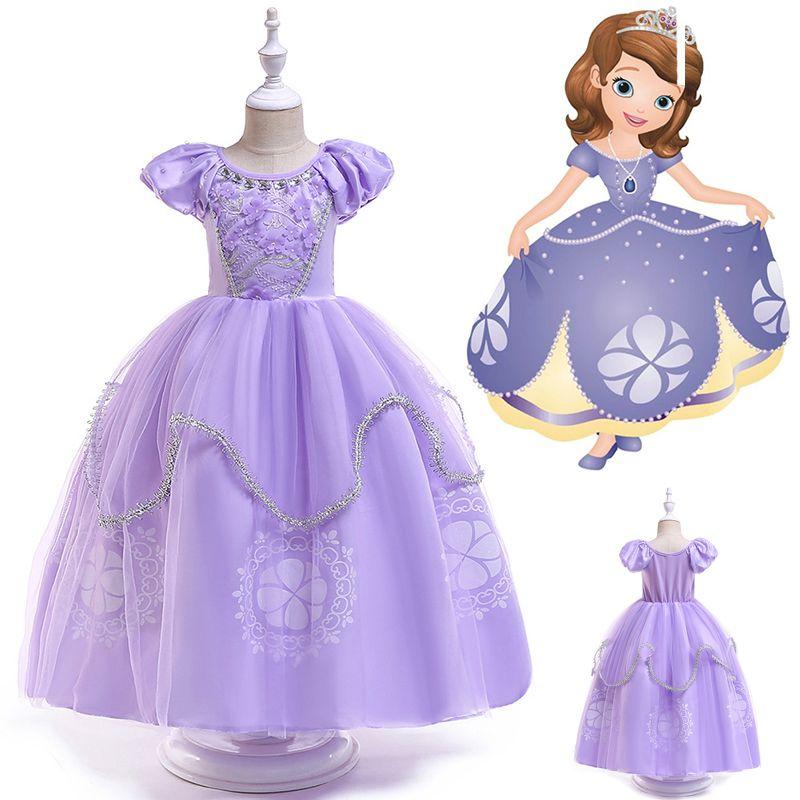 Sofia Princess Girls Dress Cartoon Costume Cosplay Party Fancy Dress Gift Ideal