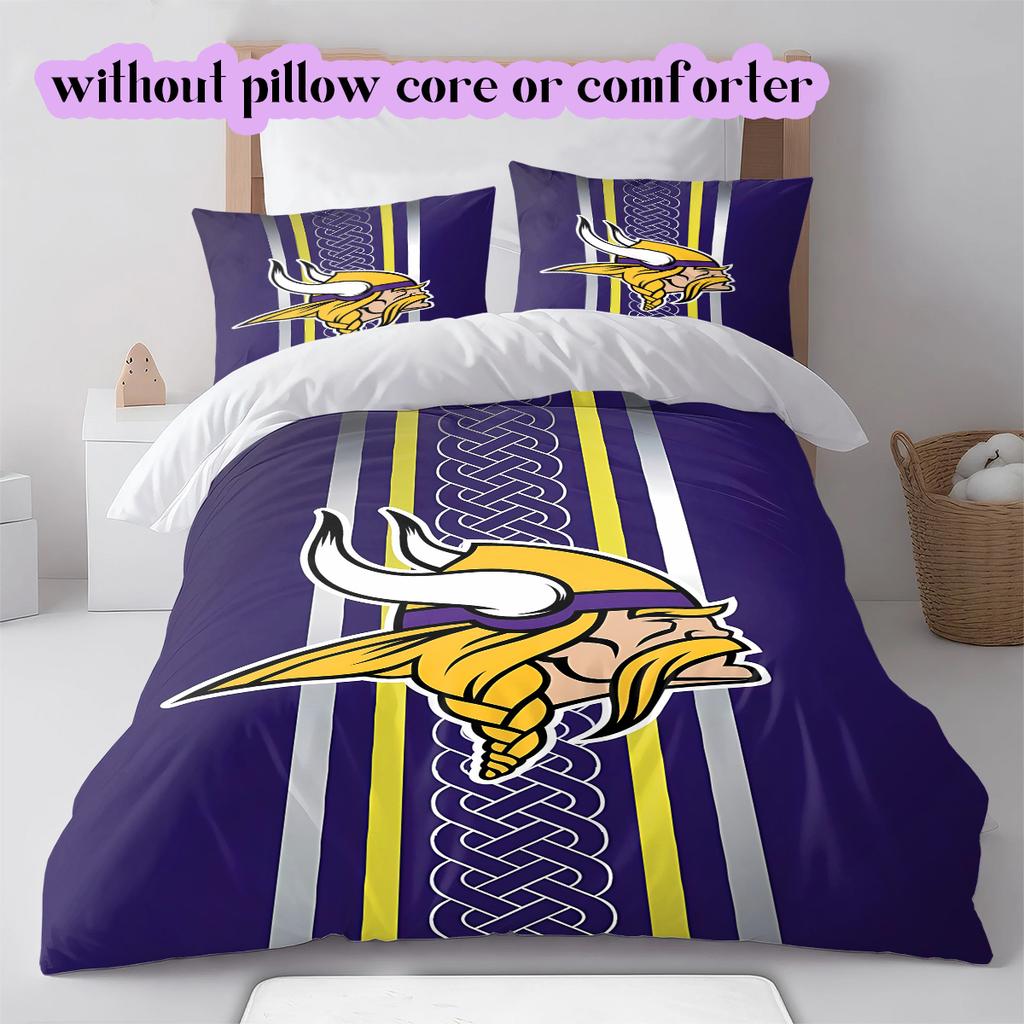 football Logo Pattern Bedding Quilt Set Quilt Cover Pillowcase Home Decoration Birthday Gift (1*duvet cover+ 2*pillowcase, without core)