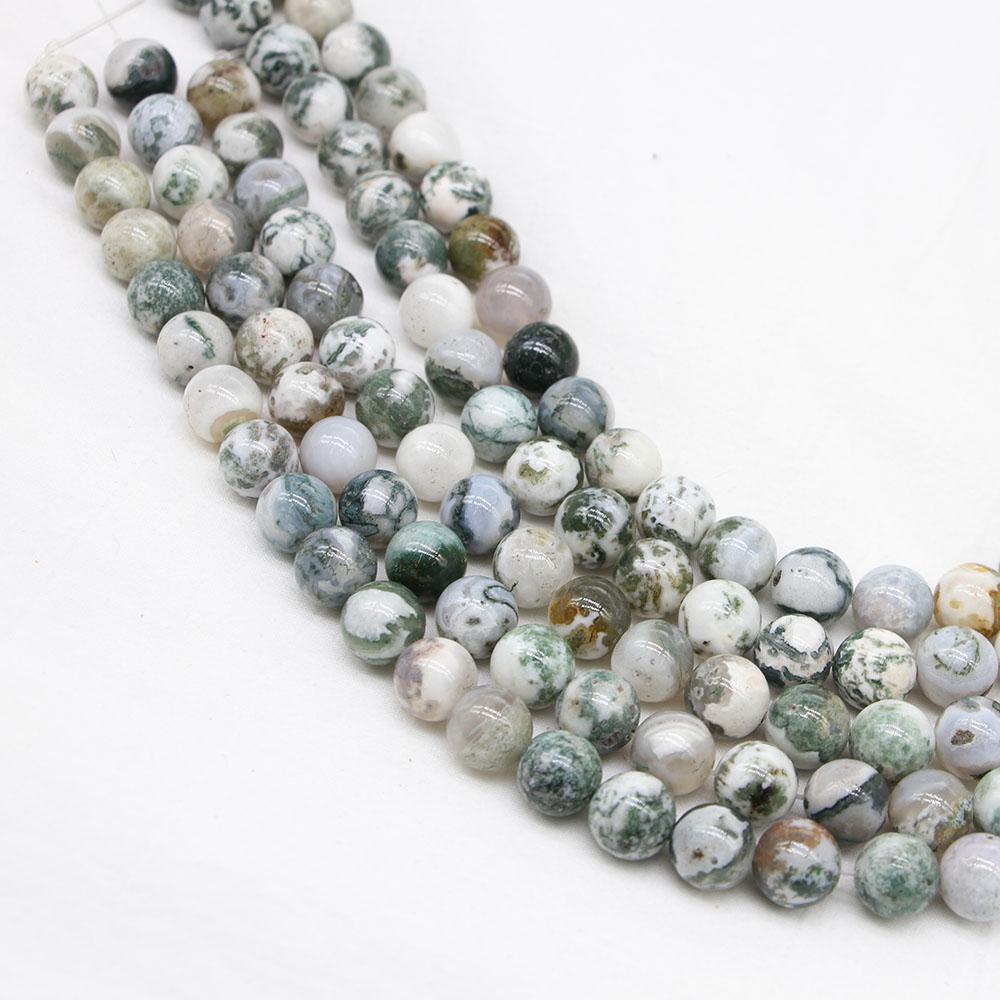 1strand/lot 4/6/8/10/12mm Natural Stone Tree Agates Bead Round Loose Spacer Beads For Jewelry Making Findings DIY Bracelet Beads