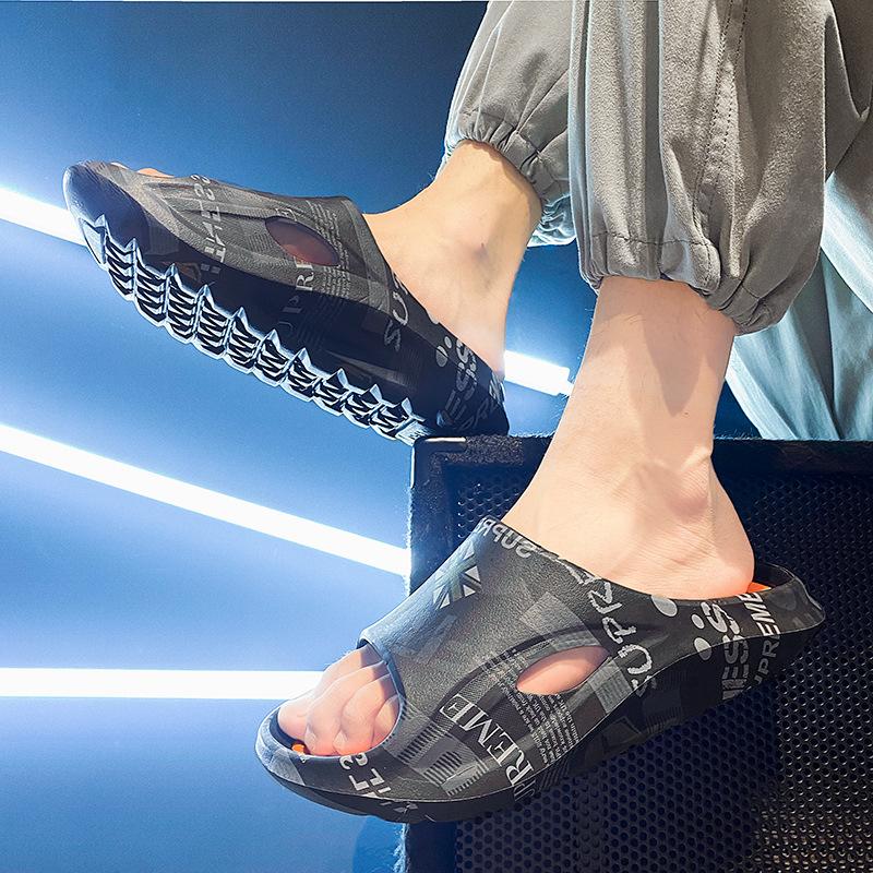

Large size EVA step on shit slippers summer wear couple fashion thick bottom one-word drag men s and women s sports tide drag 36