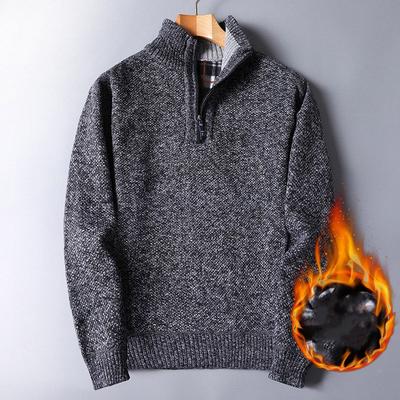 Men's Autumn and Winter Thickened Fleece Half-zip Sweater Loose Pullover Knit Jacket