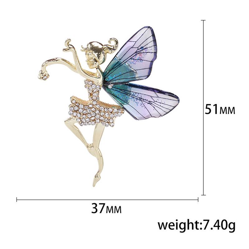 1Pc Women Brooch Fashion Style Cute Elf Insects With Crystle Wings Lapel Pins Luxury Jewelry Party Accessories