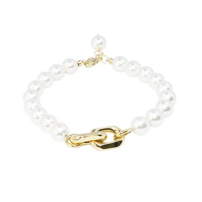 jewelCOUNTY Chain Mix Pearl Bracelet[White]