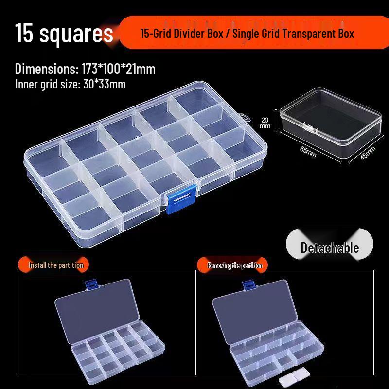 Transparent Multi-Compartment Jewelry and Ornament Storage Box with Removable Dividers
