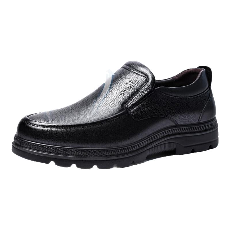 LAORENTOU Men s Leather Business Casual Slip-On Shoes 43