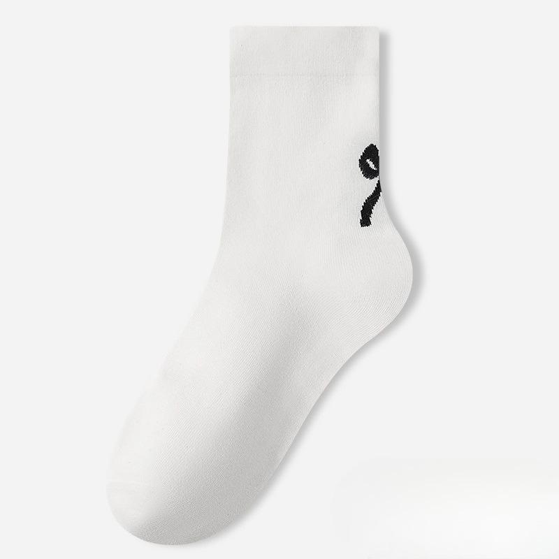 

Женские весенне-осенние тонкие повседневные носки-гольфы с бантом на каблуке в студенческом стиле 1 pair белый