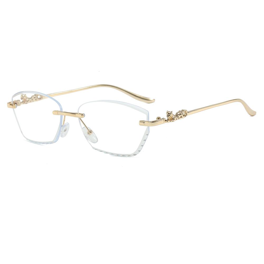 

New y2k Rimless Leopard Head Sunglasses ladies For Men Vintage Sun Glasses Punk Luxury Designer Diamond Cutting Eye Glasses W141190WW-