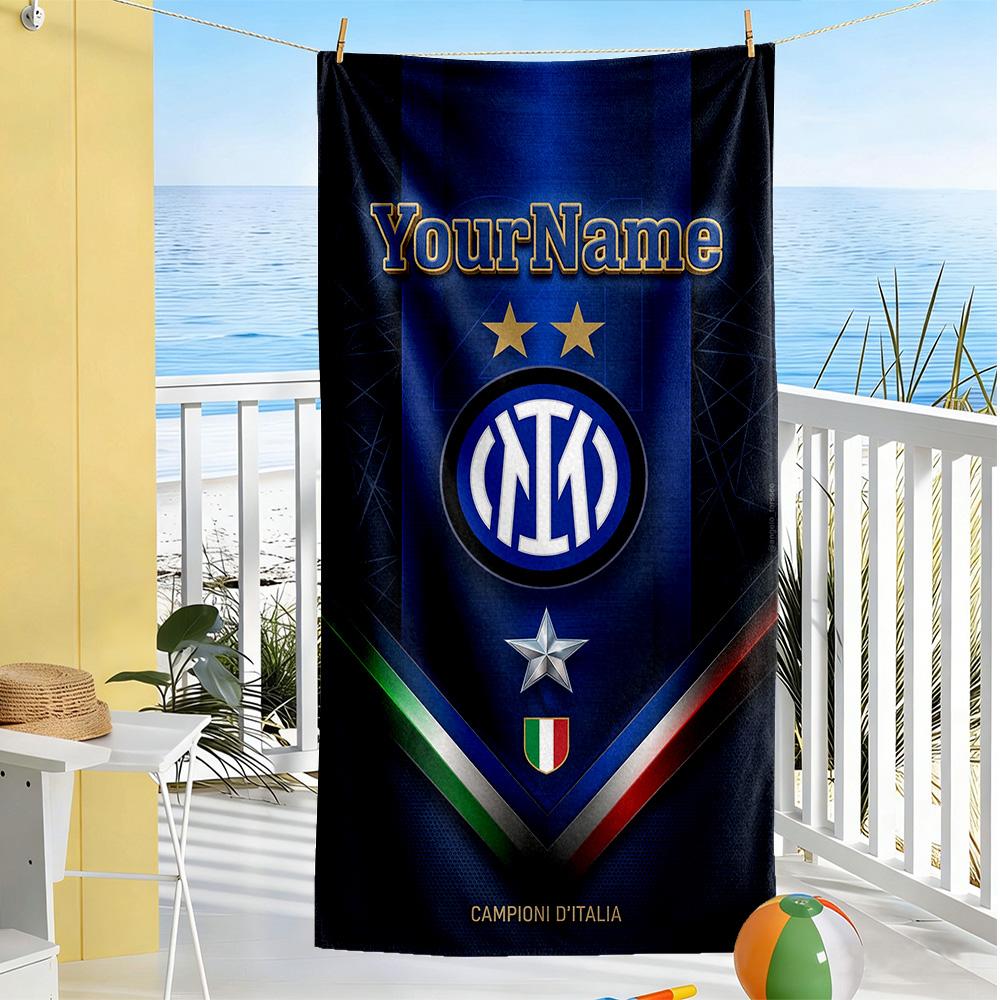 Inter Milan Personalized Name Beach Towel High Absorbency & Quick-Dry
