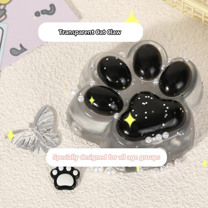 1 Stück Kawaii Tpr Schwarze Katze Pfote Weiche Relief Entspannungs Dekompressionsspielzeug Mochi Taba Transparent Katze Pfote Fidget Spielzeug