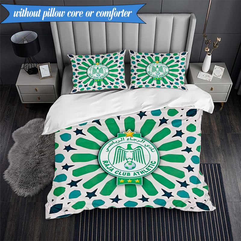 Set Lenzuola 3 Pezzi con Stemma Raja Club Athletic Stampa 2D (Include 1 Copripiumino + 2 Federe Senza Imbottitura), Decorazione camera da letto, Regalo ventilatore