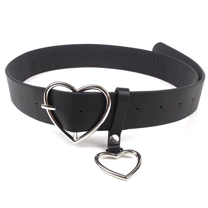 

Повседневный универсальный ремень из искусственной кожи с пряжкой-пином, корейский женский Харадзюку, подвеска в виде персикового сердца, ремень с пряжкой в виде сердца любви