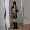 French Hepburn style design shows temperament floral dress women's spring and autumn new black versatile bottom long skirt