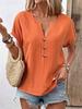 2025 Summer Women's V-neck Button Short-sleeve T-shirt Top