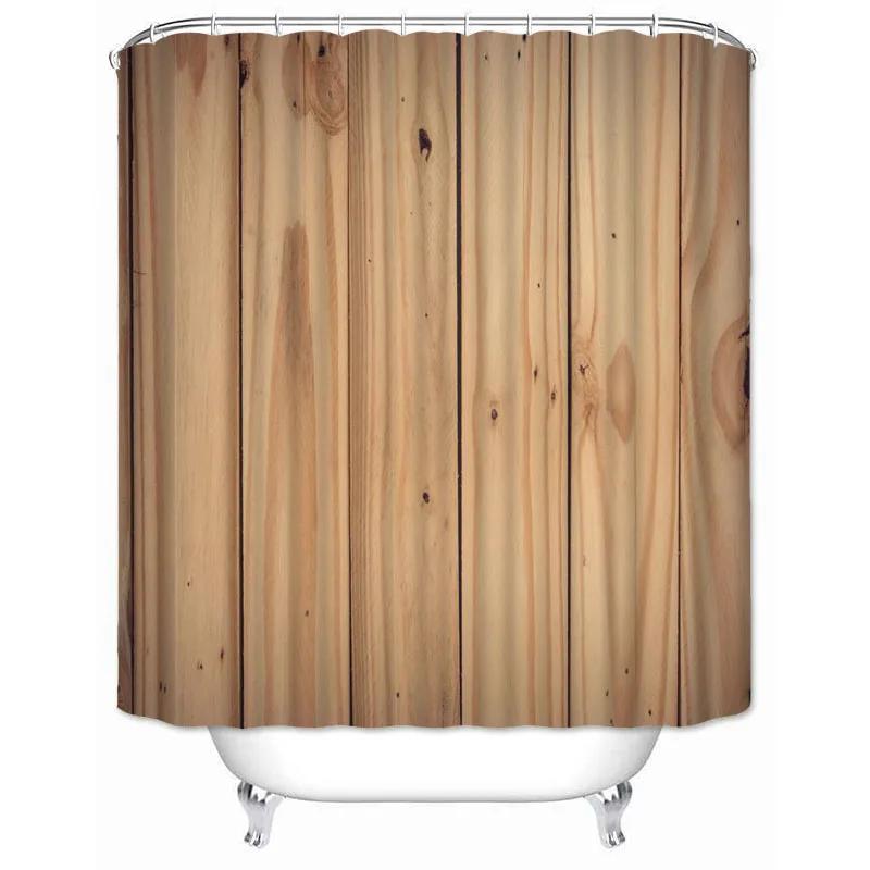 Rustic Shower Curtain Vintage Vertical Wood Planks Distressed Rustic Hardwood Design Fabric Bathroom Curtains Decor with Hooks