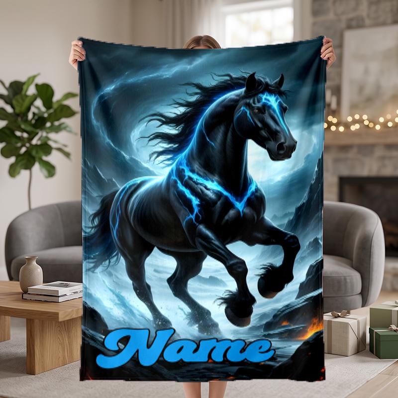 vivid horse Custom Flannel Blankets Soft Warm Cozy Throws for Home Decor Holiday Gifts