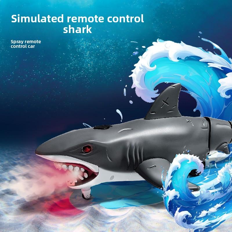 2.4GHz Remote Control Shark Car with Lights & Mist Spray, Realistic Marine Life RC Model Toy for Kids