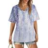 Short Sleeve Womens Tops  Floral Print Vintage Fashion Casual Loose With V Neck Plus Size Shirts