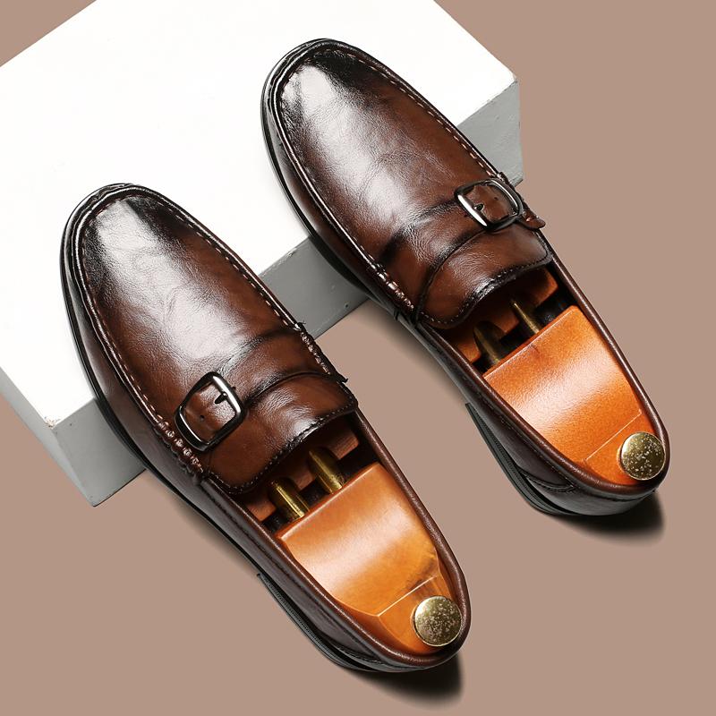 Модные Новые Мужские Деловые Удобные Повседневные Кожаные Туфли Весенние Мужские Дышащие и Нескользящие Водительские Мокасины 37