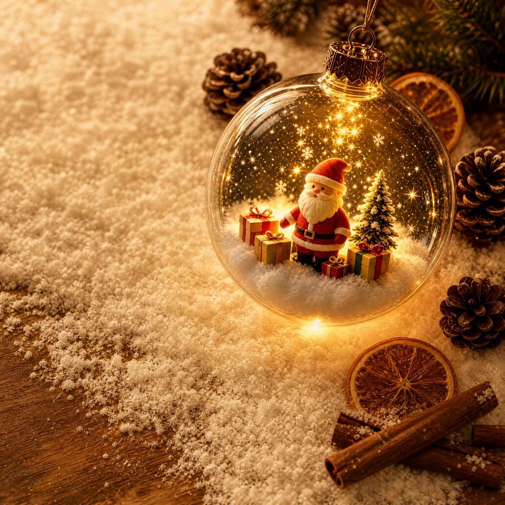 Clear Christmas Ball Ornament with Light Up 3D Ice, Christmas Tree Hanging Decoration for Holiday