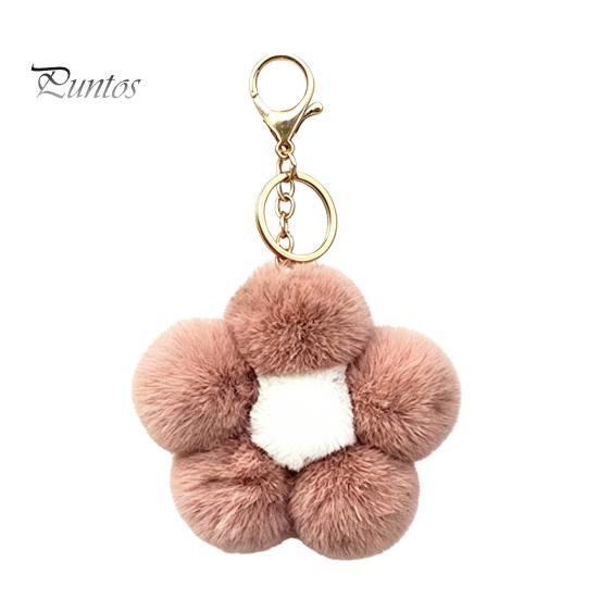 Aesthetic Handbag Pendant Plush Flower Keychain for Handbags, Five-petal Bag Charm, Backpack Hanging Accessory Fluffy Women