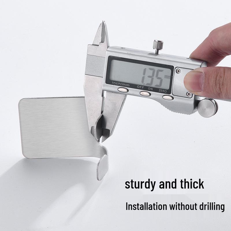 304 Stainless Steel No-Trace Adhesive Hook for Coats and Hats - No-Drill, Single Hook for Bathroom Use