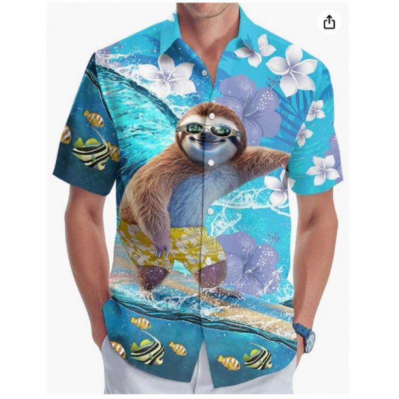 A new large-size men's fashion digital printing short-sleeved shirt in summer from the source manufacturer