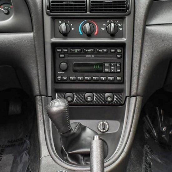 Carbon Fiber Console Fog Light Climate Control Panel Trim For Ford Mustang 01-04
