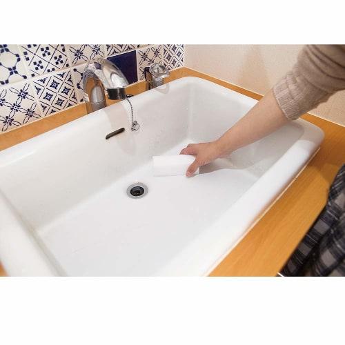 Azuma Melamine Sponge TK Gosh Cube Free Cut Value Pack, 4x8x12cm (2 Pieces) or 4x4x12cm (4 Pieces), White, No Detergent Required, Just Soak with Water