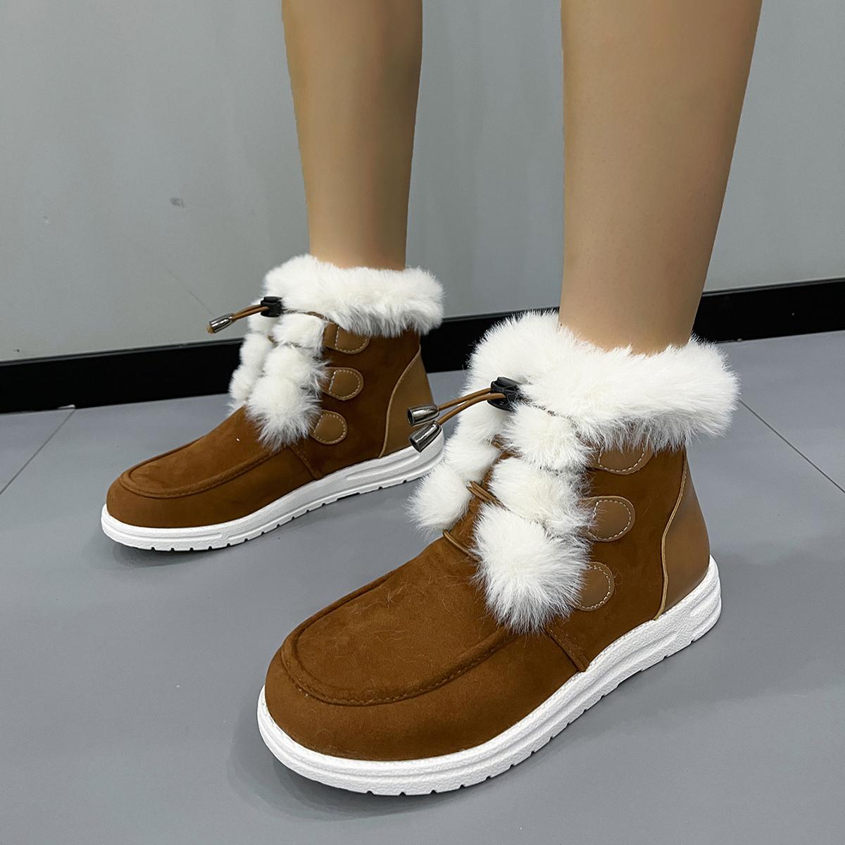 

Модные женские зимние сапоги 2024 года, новые модные универсальные однотонные модные сапоги, плюшевые ботильоны, женские эластичные резинки, теплые, зимние 42