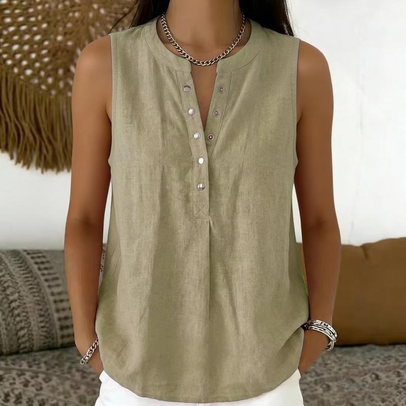 DICFY Women's Fashion Casual Summer Spring V-Neck Sleeveless Blouses & Shirts