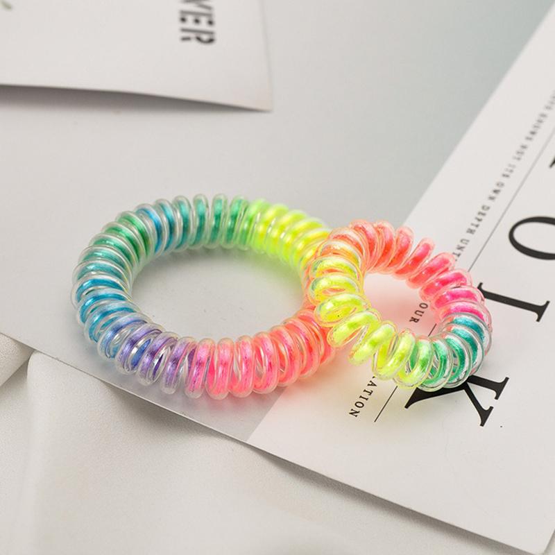 5 pezzi Elastici per Capelli Elastici a Filo Telefonico per Ragazze Colorati Arcobaleno Copricapo Porta Coda di Cavallo Elastici Accessori per Capelli da Donna