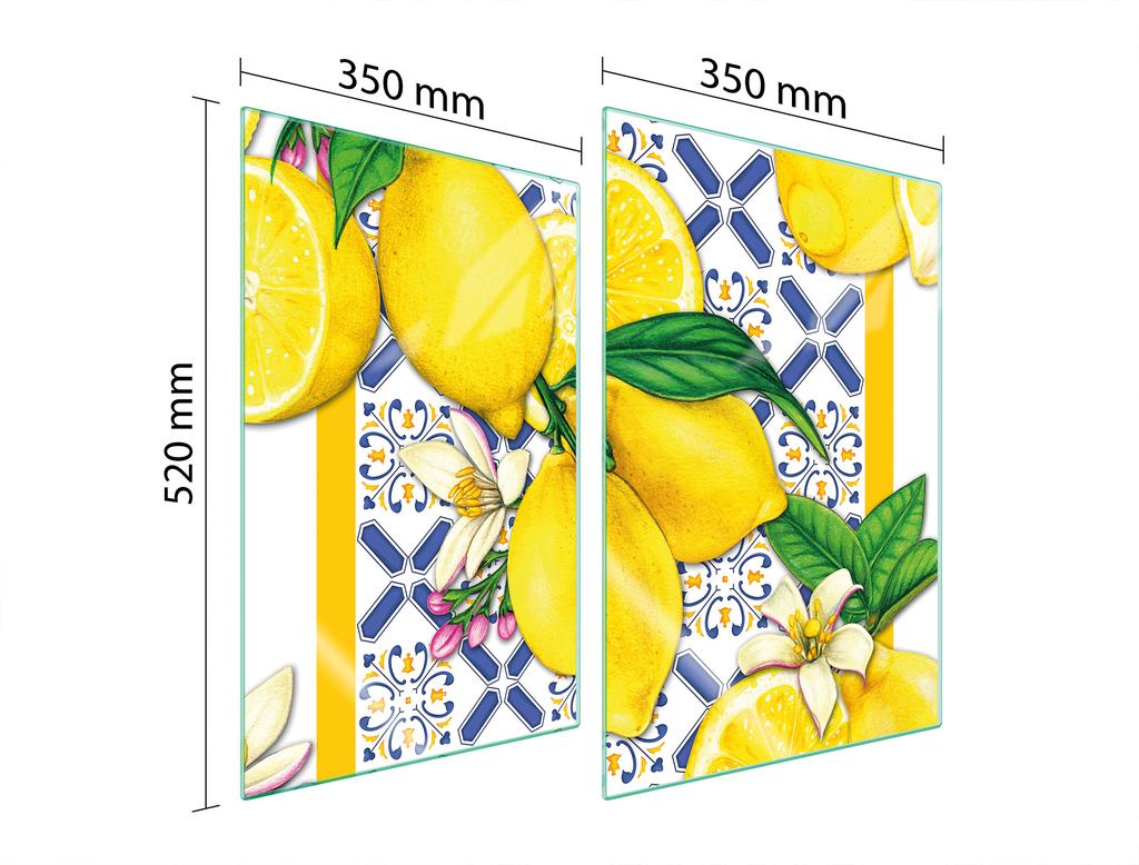 SZKLANA PŁYTA OCHRONNA DO KUCHNI 2x35x52 CYTRYNY