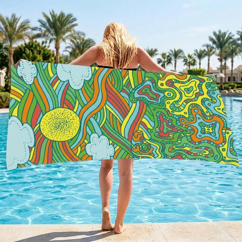 

Skin-friendly Bath Towel Quick-drying Swimming Towel Multipurpose Beach Blanket Sunbathing Style G