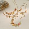 GEMCHIC Women's Ocean Style Shell Starfish Seahorse Bracelet Necklace Set Gold Plated Titanium Steel Jewelry
