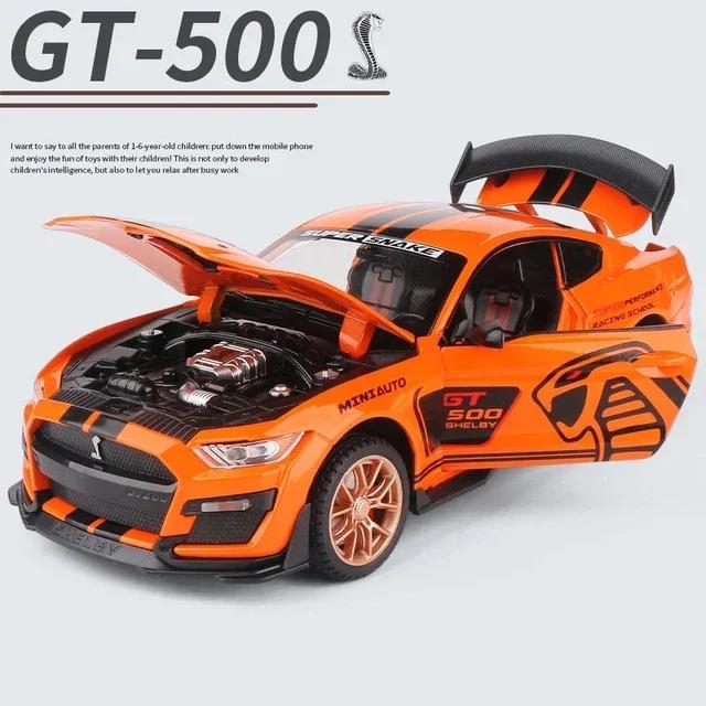 1:32 Ford Mustang Shelby GT500 Alloy Sports Car Simulation Model Diecast Metal Car Model Sound and Light Collection Toys Boys