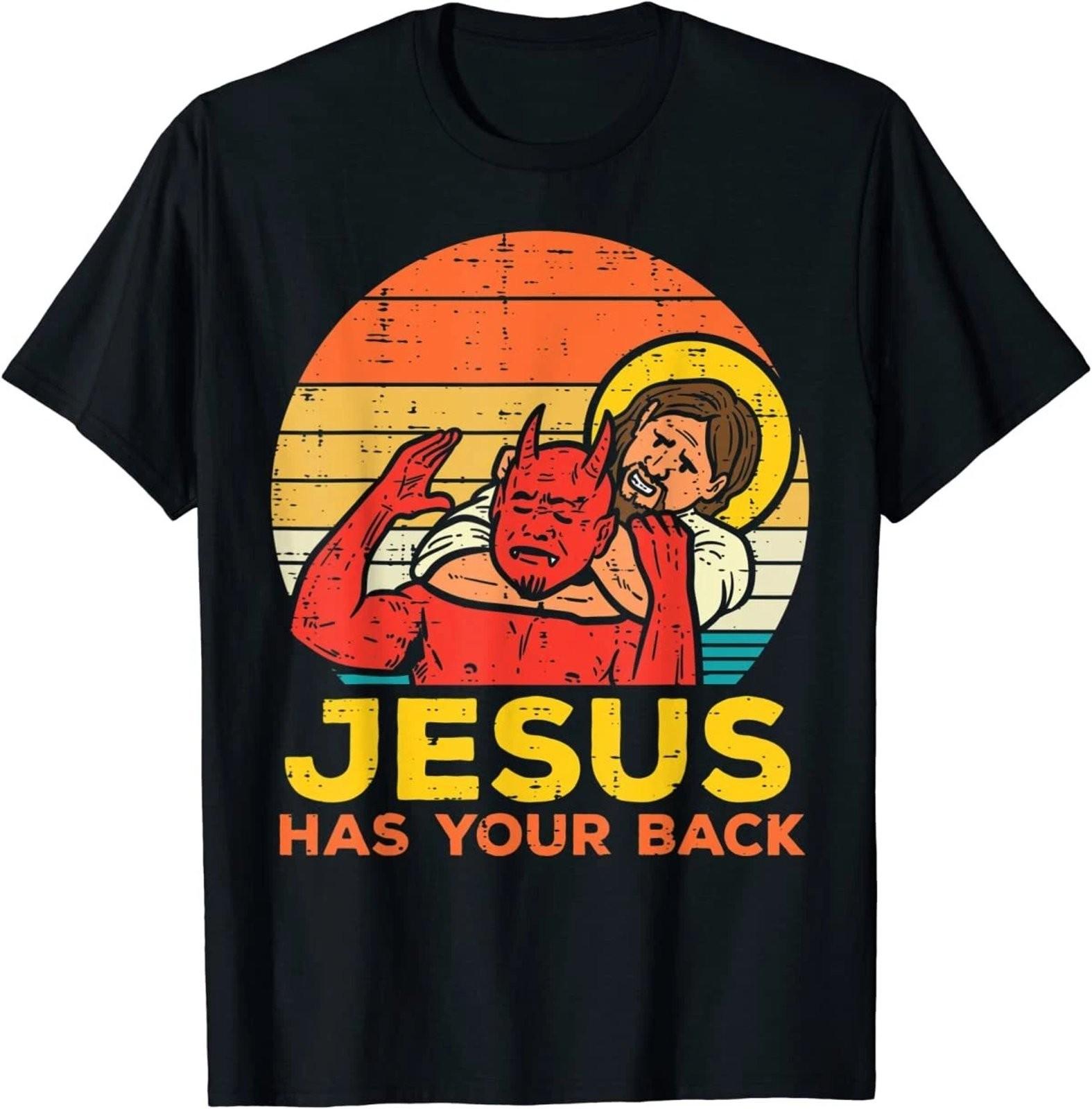 Jesus Has Your Back Jiu Jitsu Christian Retro Faith Unisex T-Shirt Cotton XL