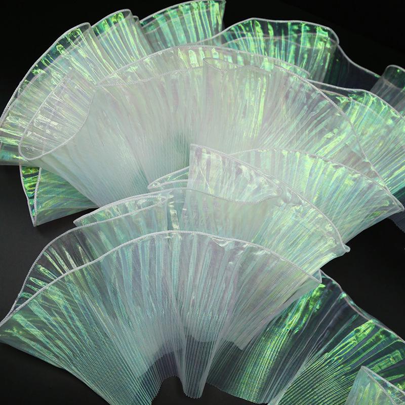 Transparent Pleated Lace Fabric with Large Wave for Wedding Dresses, Evening Gowns, Children's Clothing & DIY Designer Accessories