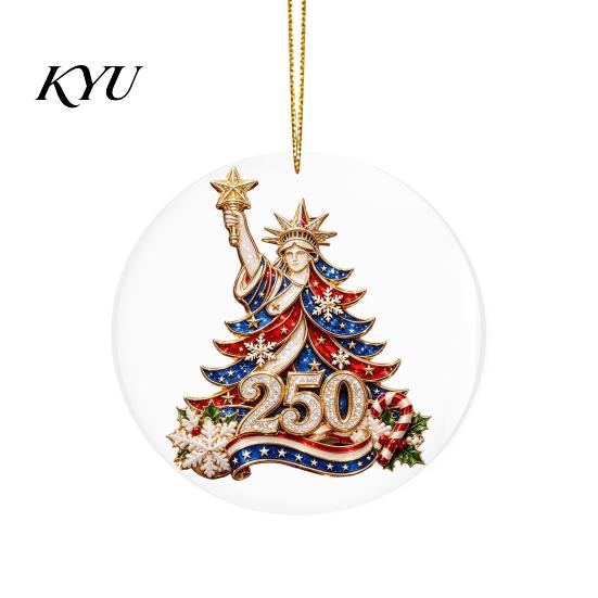 Decorative Mantel Fence Accents 250th Anniversary Acrylic Hanging Ornament, Double Side Printed Festive Holiday Decor Christmas Door Window