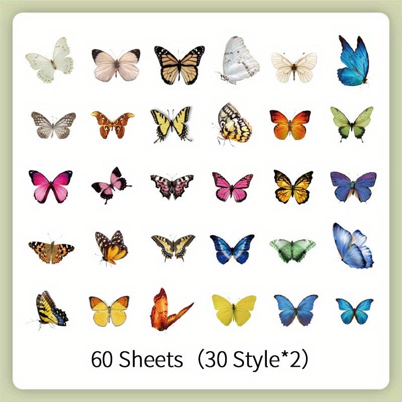 60 pcs Vintage Plant Floral Butterfly Sticker Creative DIY Decorative Stickers Adhesive Stick Labels Scrapbooking Junk Journal