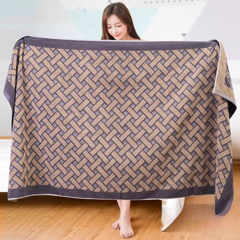 100% Cotton Bath Towel 70 X 140cm, Water-absorbing and Quick-dry Jacquard Pattern Bath Towel, Soft Breathable A-Class Towel,1pc
