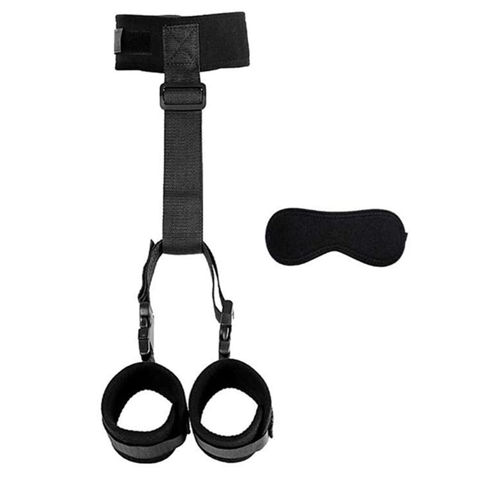 Samcos SM Restraints Eye Mask with Collar and Back Cuffs Both Hands Adult SM Cosplay 2-Piece Set, Restrained, Unisex, Toys, (Black)