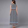 Ladies Plus Size Sleeveless Round Neck Dress Charming Cluster Floral Flowy Calf Length Dress