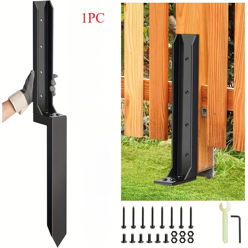 1/2 Pcs Heavy-Duty Steel Fence Post Repair Kit with Ground Anchors - Black, Ideal for Wooden & Metal Fences,Column Repair Kit