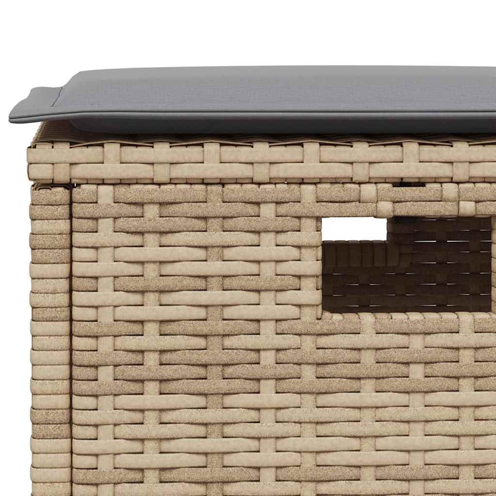 5 Piece Outdoor Dining Set with Cushions Beige Poly Rattan