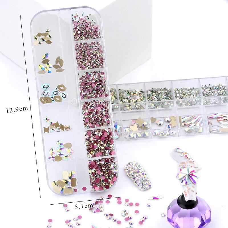 Electroplated Flat-Bottomed Nail Art Jewelry Glass Special-Shaped Rhinestone Set Nail Decoration Diy Jewelry Accessories