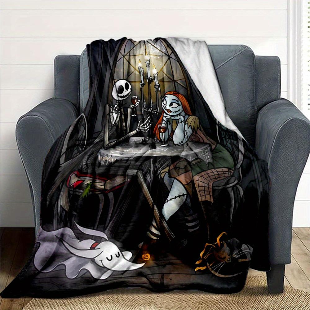 1pc, Jack Skellington and Sally's Candlelight Dinner Themed Blanket Cute Design for Room Decor, Soft Throw Blanket Perfect